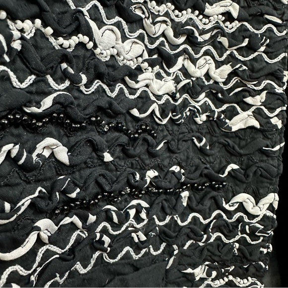 Chico’s Black White Cropped Open Front Jacket Blazer, Size 1, Medium - Picture 3 of 10